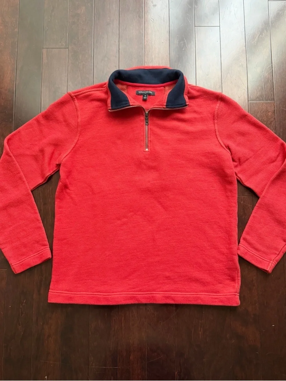 Banana Republic Men's Sweater Size M Quarter Zip Orange Red Preppy Business Work